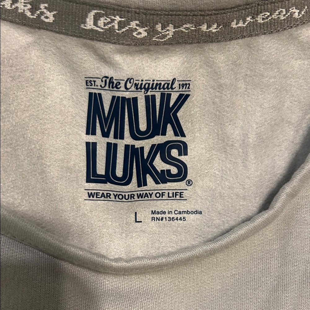 Muk Luks Light Gray Pajama Set with Camo Pants - Picture 2 of 5